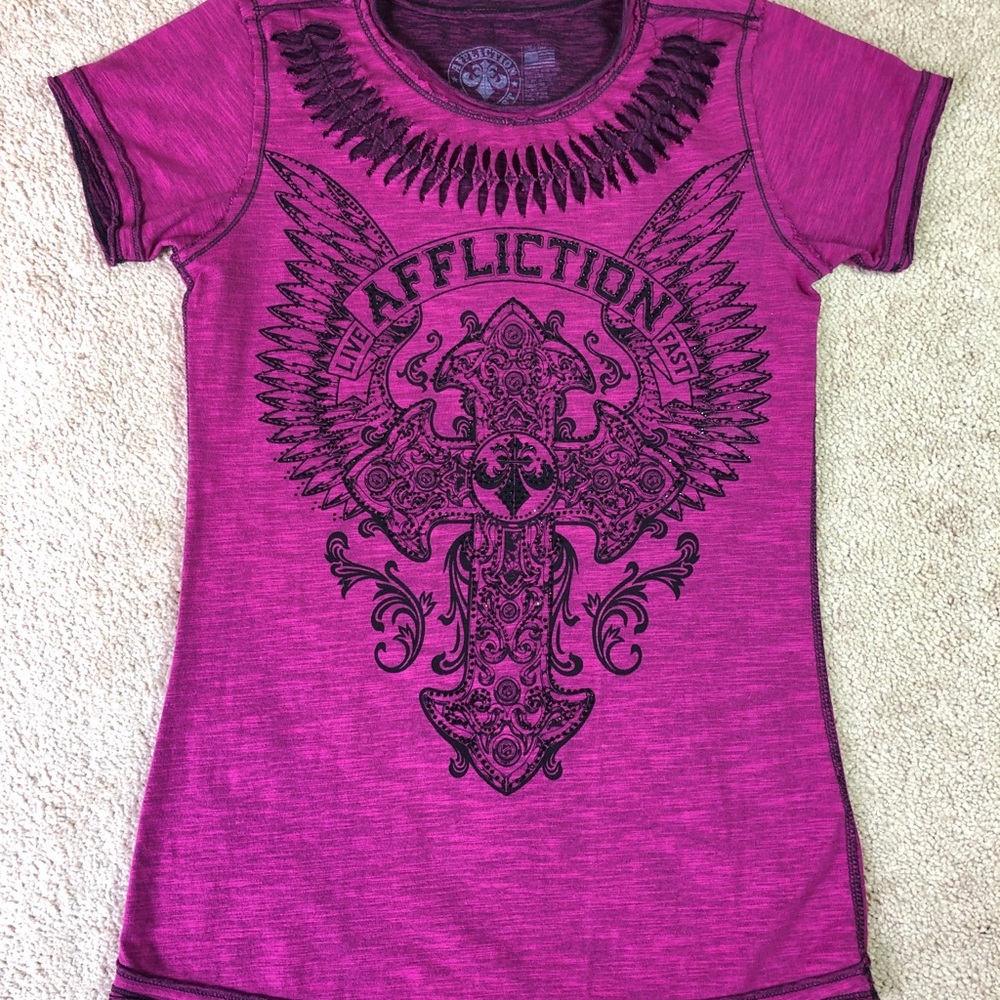 Affliction Tee Cross Wings